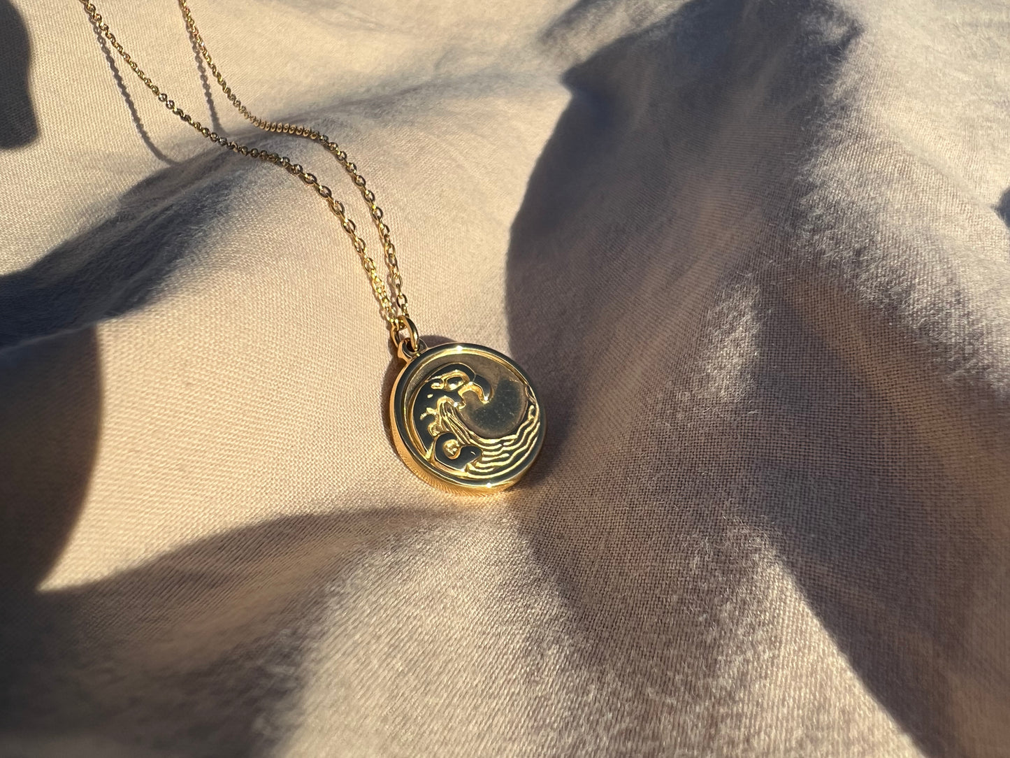 Gold Wave Pendant Necklace