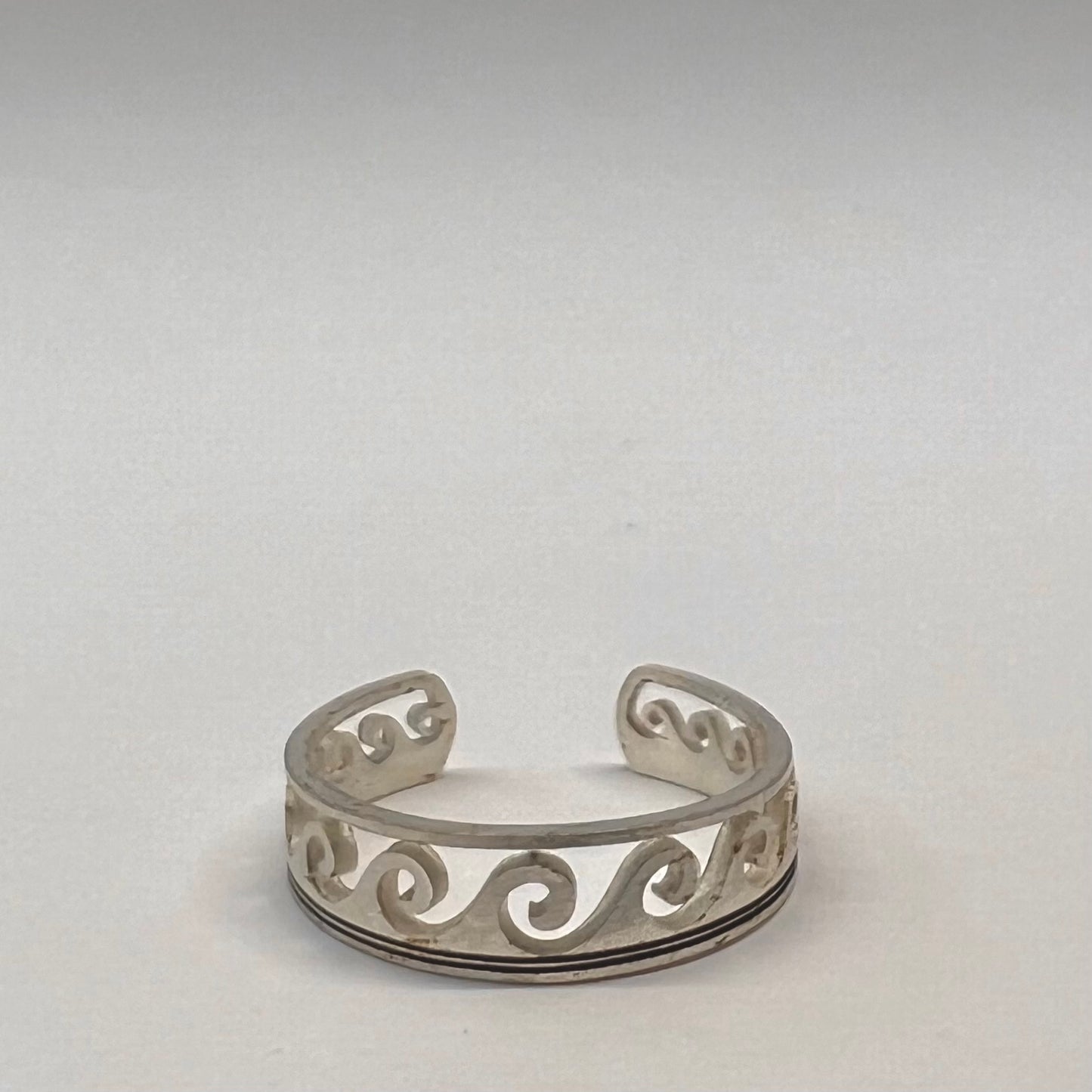 Adjustable Silver Wave Ring