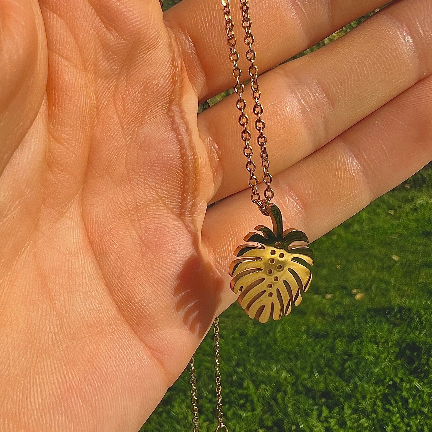 Monstera Leaf Pendant Necklace