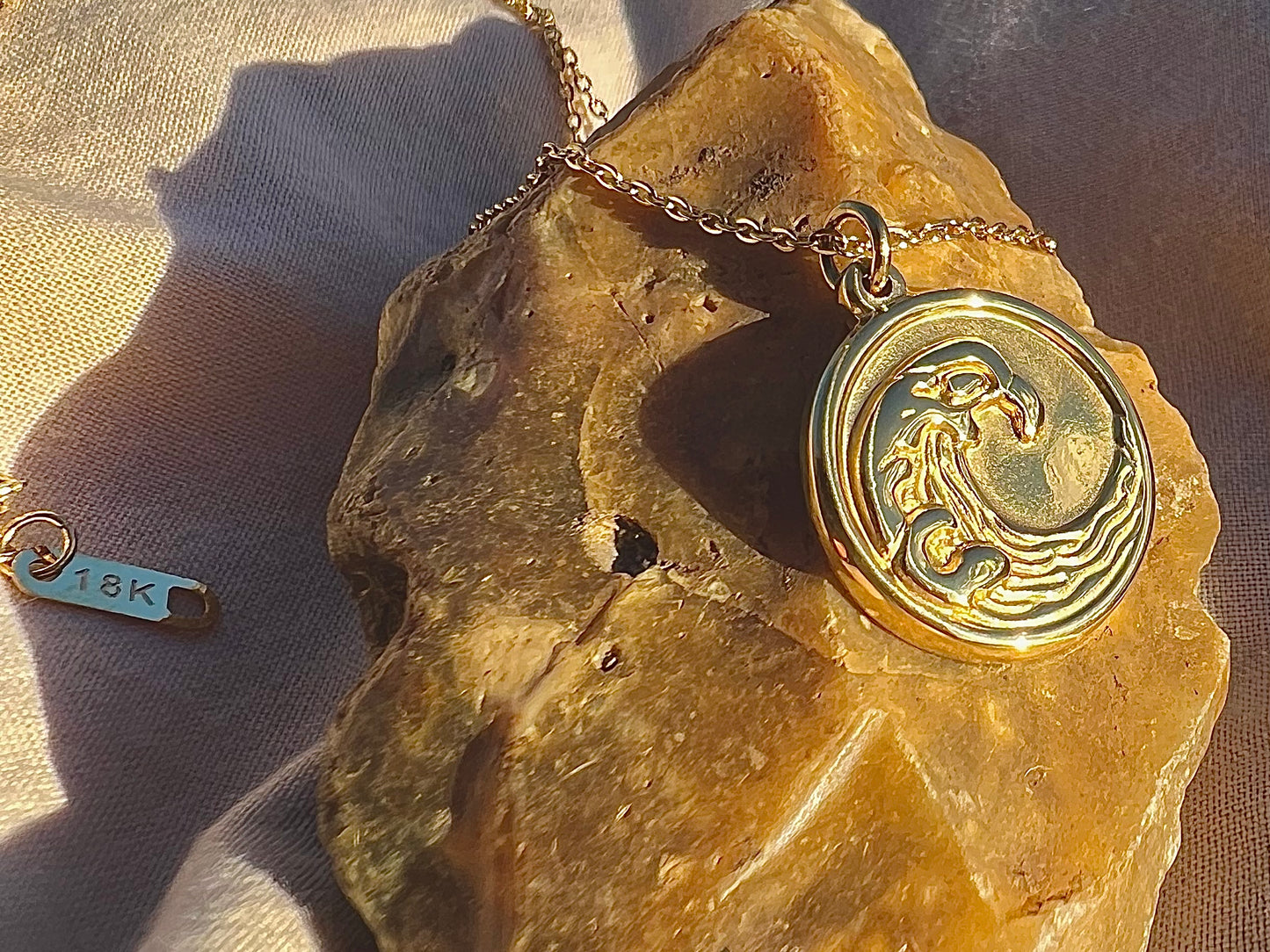 Gold Wave Pendant Necklace