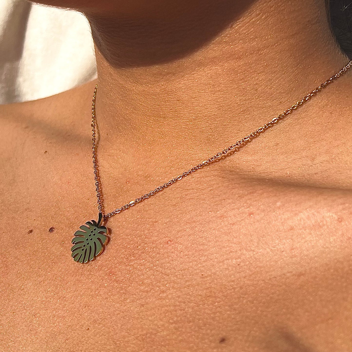 Monstera Leaf Pendant Necklace