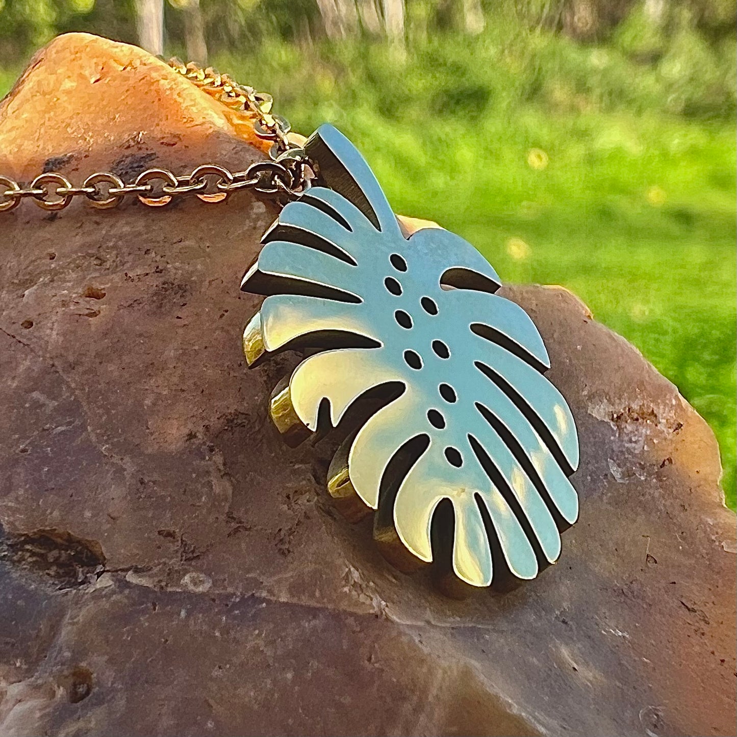 Monstera Leaf Pendant Necklace