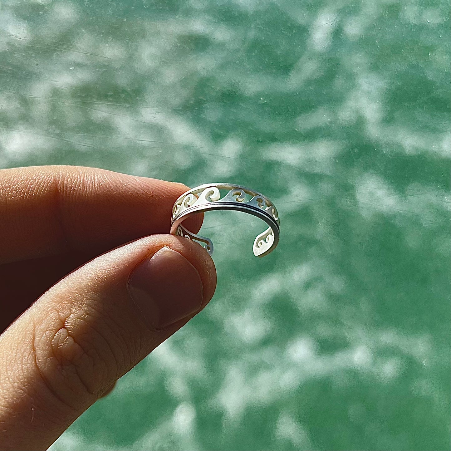 Adjustable Silver Wave Ring