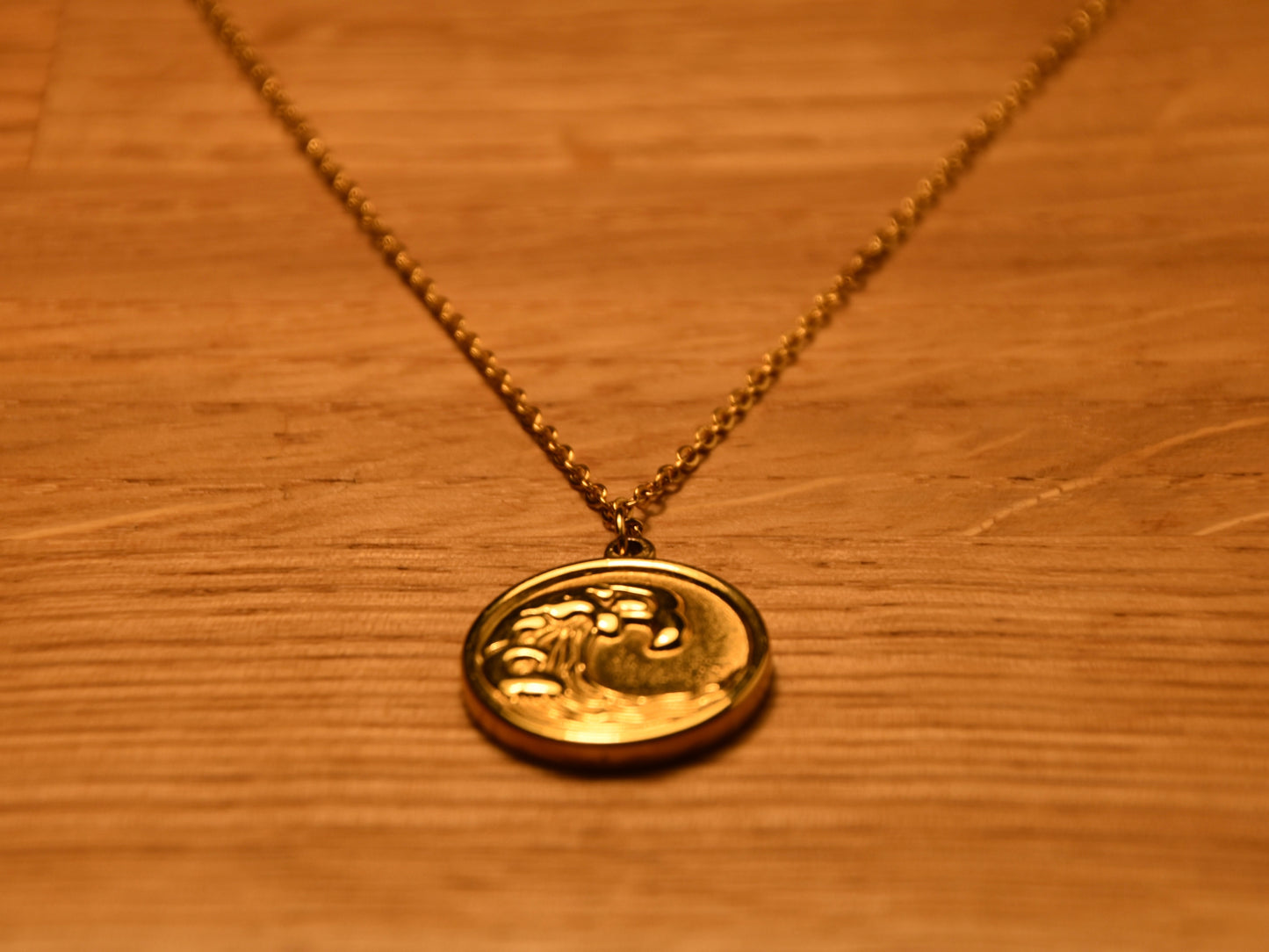 Gold Wave Pendant Necklace