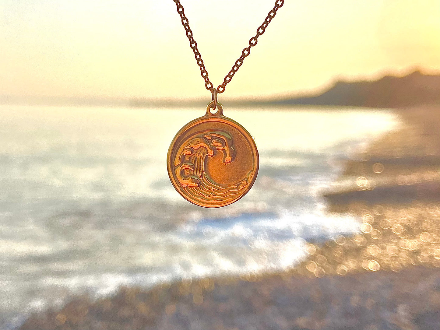 Gold Wave Pendant Necklace