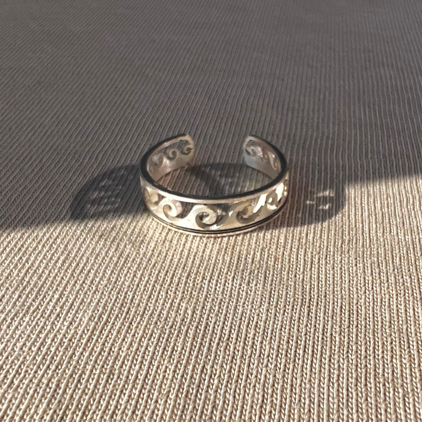 Adjustable Silver Wave Ring