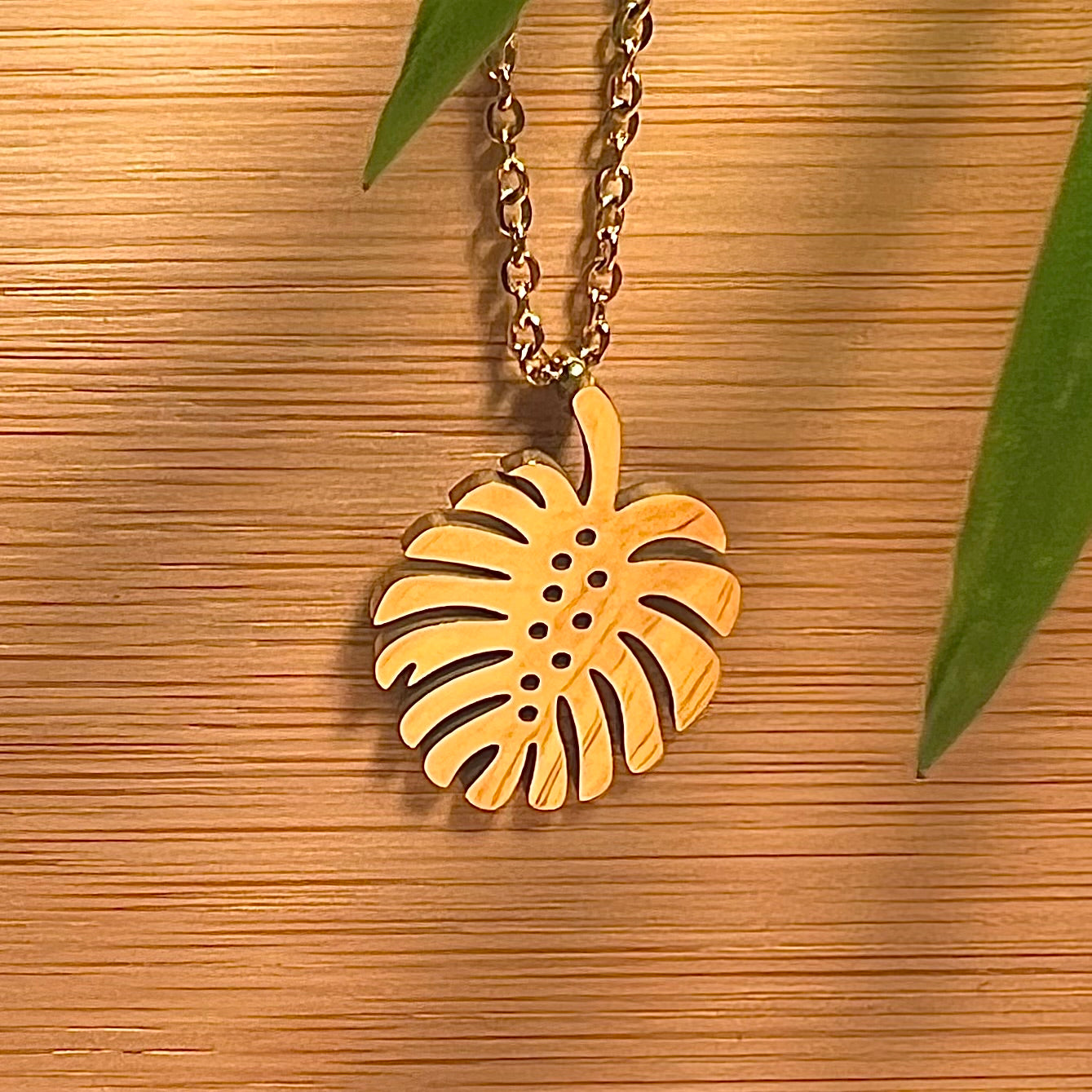 Monstera Leaf Pendant Necklace