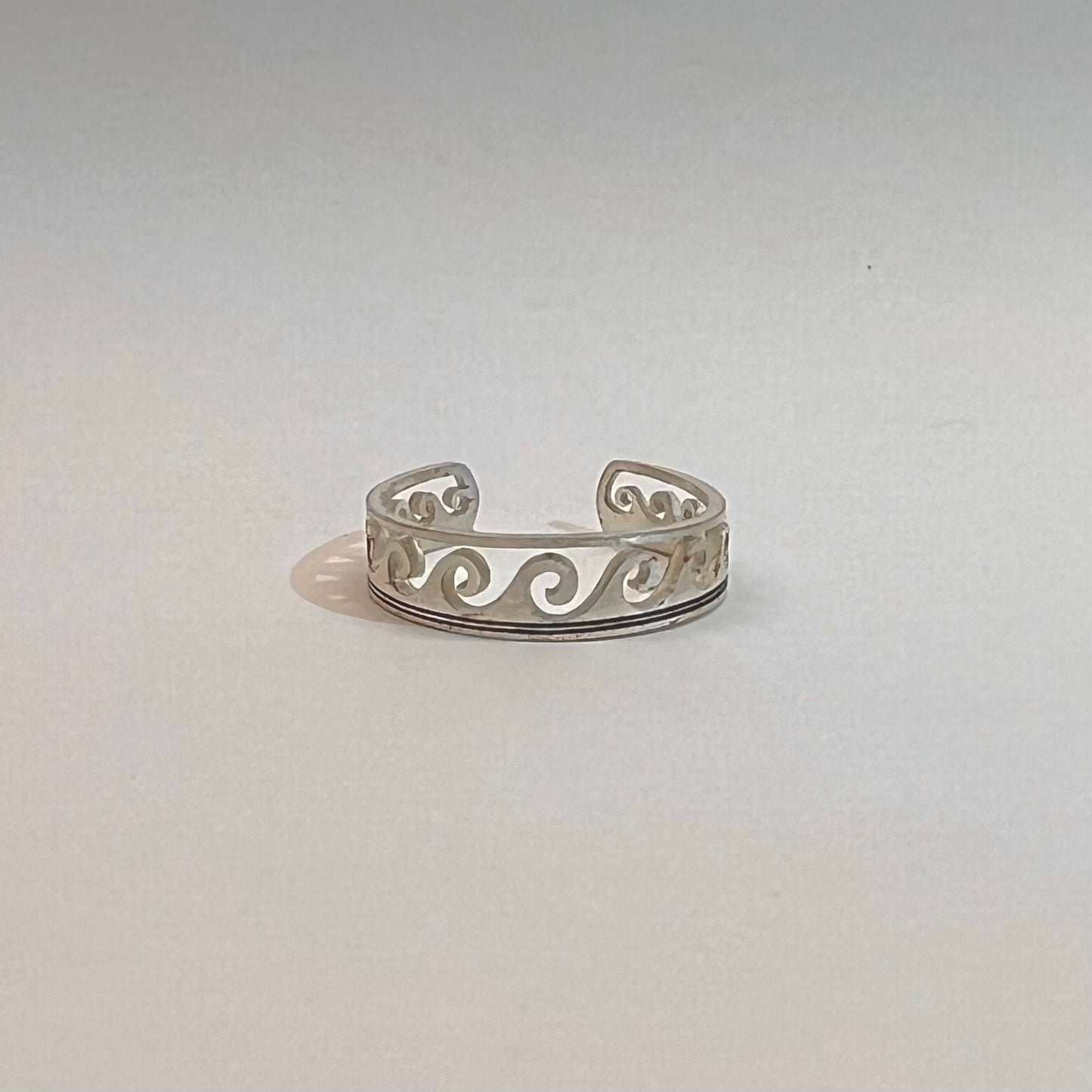 Adjustable Silver Wave Ring